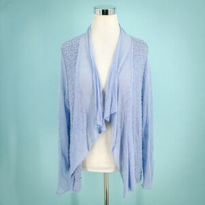 Chico's 3 Size XL Textured Open Knit Front Long Sleeve Cotton Linen Cardigan
